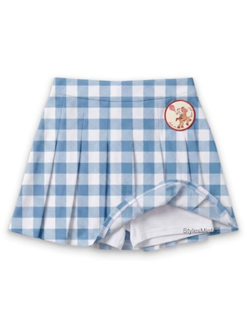 Girls Toy Story Pleated Plaid Skirt Jessie Patch Cotton Blend